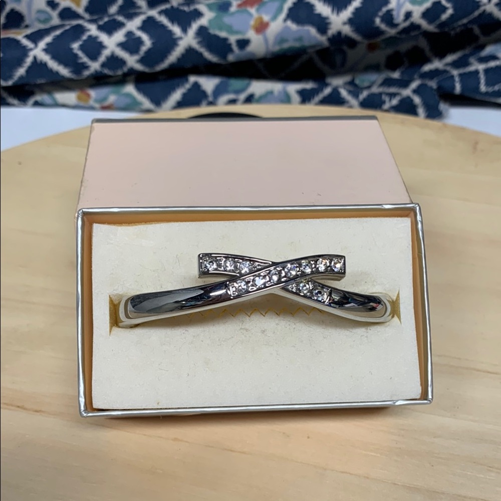 Stunning Silver Crystal Crossover Bracelet